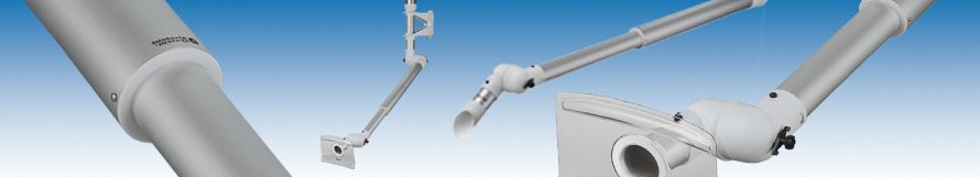 Alsident System A/S - Telescopic extraction arm in aluminium. Particularly suitable for stationary work places such as weighing booths, weighing stations and be decantation of fluids  